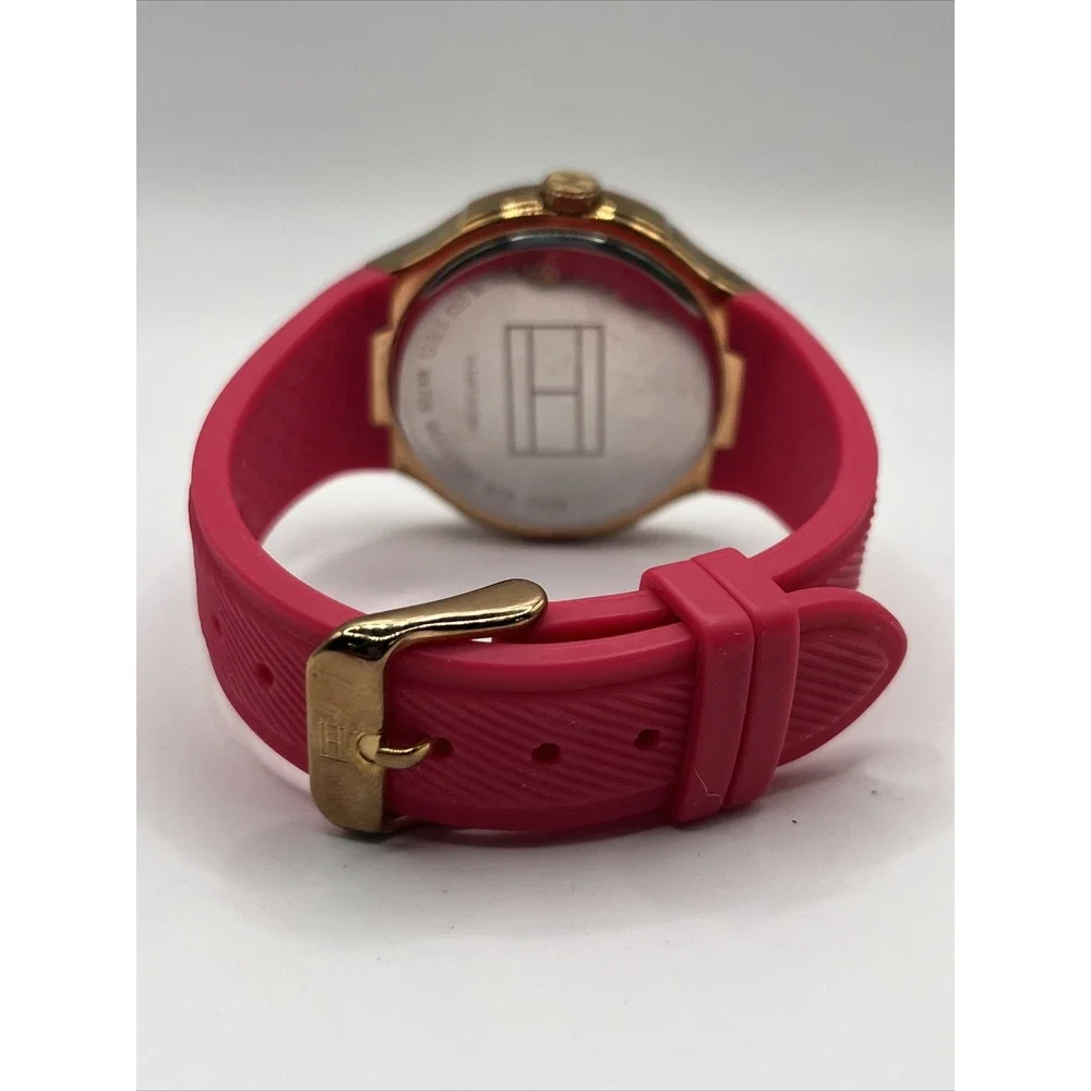 Tommy Hilfiger Women's Quartz Gold Watch Pink Silicone‎ Band- New Battery